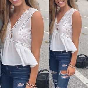 White Flowy Top